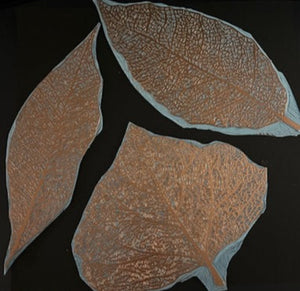 'Skeleton Leaf IV' - Copper on Black