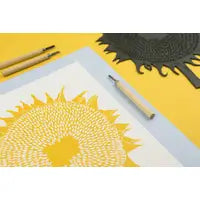 Sunflower Lino Print - Yellow