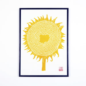 Sunflower Lino Print - Yellow
