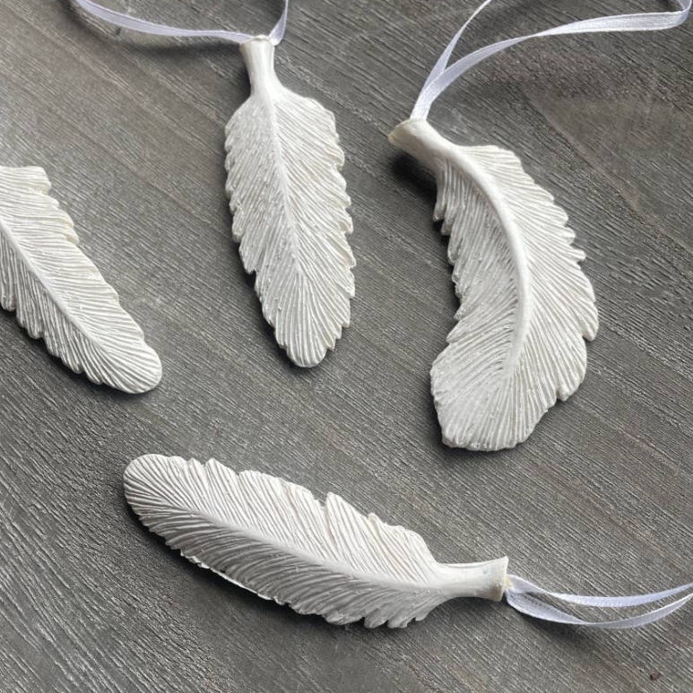 White Feather Hangers - set of 4