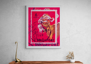 'Singapore Lion Dance 1968' Postage Stamp- Limited Edition Print